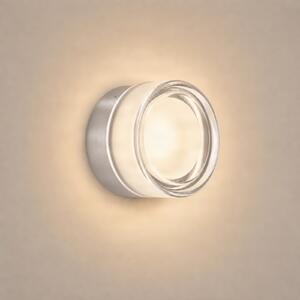 Lucande LED-stenna svetilka Somber, nikljevo/prozorno, Ø 12,5 cm, IP44, Siva, Hodnik, Steklo, Sodobni