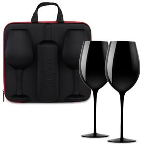 Komplet za vino z dvema kozarcema – ČRNA - diVinto - Baby shower - Poroka - Božič
