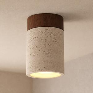 Lucande stropna svetilka Carlotta, premer 12 cm, bež, beton, E27, zatemnjen, Bež, Dnevna soba / jedilnica, Beton, Sodobni
