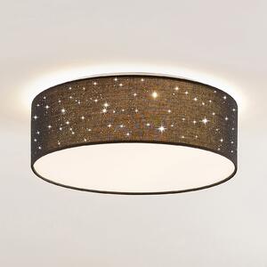 Lindby LED stropna svetilka Ellamina, 40 cm, črna, tekstil, Črna, Dnevna soba / jedilnica, Tkanine / tekstil, Sodobni