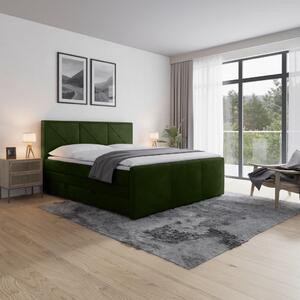 BOXSPRING POSTELJA 180 cm x 200 cm , les, kovina, umetna masa, tekstil zelena