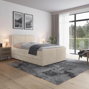 BOXSPRING POSTELJA 120 cm x 200 cm , les, kovina, umetna masa, tekstil bela