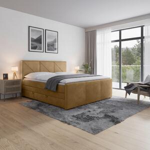 BOXSPRING POSTELJA 180 cm x 200 cm , les, kovina, umetna masa, tekstil bež