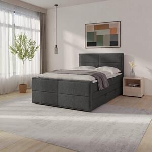 BOXSPRING POSTELJA 140 cm x 200 cm , les, kovina, umetna masa, tekstil antracit