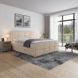 BOXSPRING POSTELJA 180 cm x 200 cm , les, kovina, umetna masa, tekstil bež
