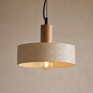 Lucande viseča svetilka Carlotta, 1-žarnica, Ø 27 cm, bež, beton, zatemnjen, Bež, Dnevna soba / jedilnica, Beton, Sodobni