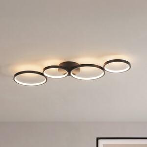 Lindby LED stropna svetilka Evengeline, črna, aluminij, 88 cm, Črna, Dnevna soba / jedilnica, Kovina, Sodobni
