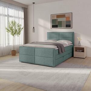 BOXSPRING POSTELJA 120 cm x 200 cm , les, kovina, umetna masa, tekstil modra