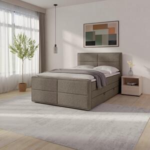 BOXSPRING POSTELJA 120 cm x 200 cm , les, kovina, umetna masa, tekstil bež