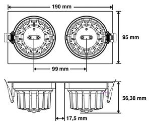 SLC DL04 Square X2 LED vgradna svetilka 3000K črna