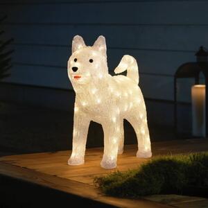 LED dekorativna figura Husky prozorna IP44 Višina 43 cm