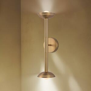 Elstead LED-stenna svetilka Arden, zlata, višina 57 cm, 2-žarilna, kovinska, z, zatemnjen, Zlata / medeninasta, Dnevna soba / jedilnica, Aluminij, Sodobni, Okrogla stena
