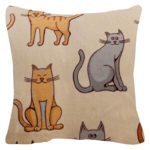 Mikropliš prevleka za vzglavnik COLORED CATS 45x45 cm, kremna
