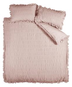 Rožnata podaljšana posteljnina za zakonsko posteljo iz krepa 230x220 cm Seersucker Frill – Catherine Lansfield