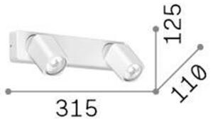 Ideal Lux stenska točka Rudy Square, bela, dvosvetlobna, kovinska