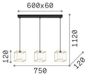 Ideal Lux viseča svetilka Lingotto, 3-svetlobna, 3 kletke, črna