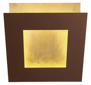 LED stenska svetilka Dalia, corten/zlata, 18 x 18 cm, aluminij