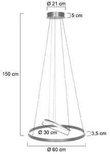 LED viseče svetilo Ringlux, 3-svetlobno jeklo, Ø 60 cm