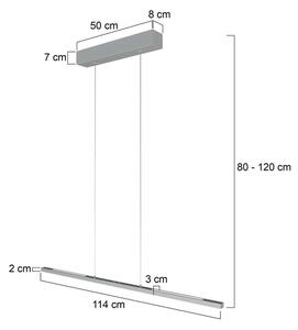 LED viseča svetilka Bande, gor/dol, jeklena, 120 cm, CCT, zatemnitev