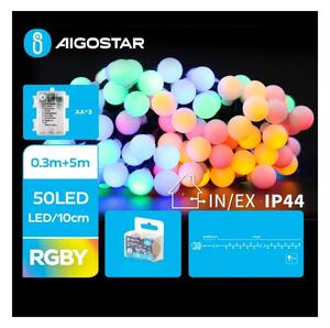 Aigostar - LED RGBY Zunanji božična veriga 50xLED/3xAA/8 funkcij 5,3 m IP44