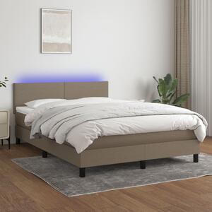 VidaXL Box spring postelja z vzmetnico LED taupe 140x190 cm blago