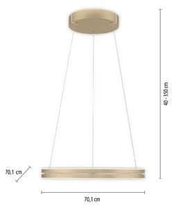 PURE LED obesek E-Loop, medenina, Ø 70 cm aluminij CCT