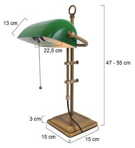 Namizna svetilka Ancilla, nastavljiva bronasta/zelena