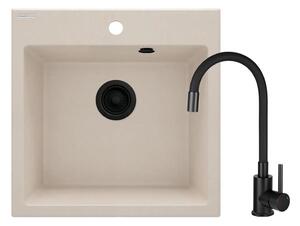 Deante ZQJN5103 - Kuhinjsko korito EVORA 50x50 cm + sink tap granit/bež