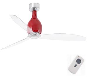 FARO 32029 - Stropni ventilator MINI ETERFAN rdeča/prozorna pr. 128 cm + Daljinski upravljalnik