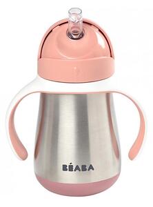 Beaba - Termo izolirana skodelica s slamico 250 ml roza