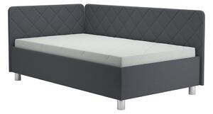 Oblazinjena dnevna postelja s prostorom za shranjevanje in vzmetnico EMILE 110x200 cm siva
