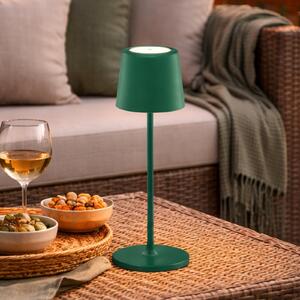 Brilliant LED namizna svetilka Kaami na baterije, zelena, višina 37 cm, IP44, z možnostjo, zatemnjen, Zelena, Dnevna soba / jedilnica, Kovina, Sodobni