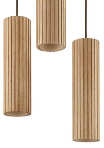 Brilliant Visoka svetilka Lakewood, rjava, les, Ø 28 cm, s tremi žarnicami, zatemnjen, Les, Dnevna soba / jedilnica, Les, Sodobni