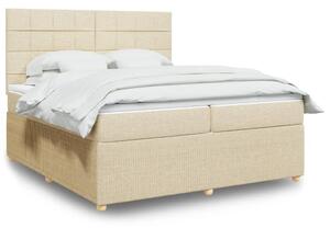 VidaXL Box spring postelja z vzmetnico krem 200x200 cm blago