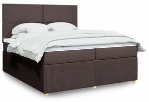 VidaXL Box spring postelja z vzmetnico temno rjav 200x200 cm blago