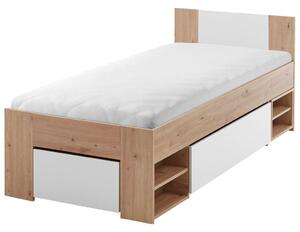 Mömax Postelja S Predali Azurro, Barva Hrasta, Bela, 90x200