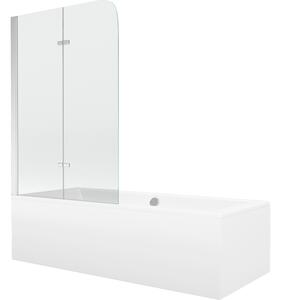 Mexen Cube pravokotna kopalna kad 180 x 80 cm z oblogo in dvokrilnim zaslonom 100 cm, prozorna, krom - 550518080X9010020100