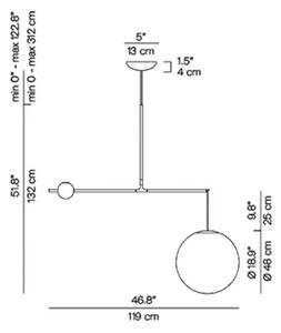 Luceplan Malamata viseča medeninasta svetilka, 119 cm