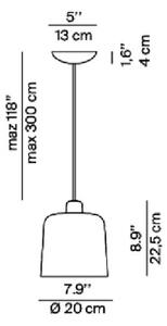 Luceplan Zile viseča svetilka črna mat, Ø 20 cm