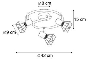 Stropna svetilka Mosh, spiralna, tri-svetlobna, črna