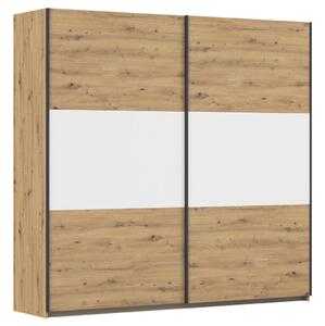OMARA Z DRSNIMI VRATI, bela, barve aluminija, hrast artisan