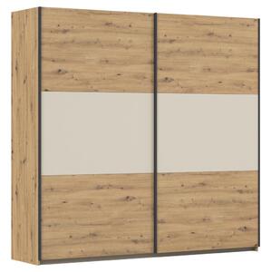 OMARA Z DRSNIMI VRATI, barve aluminija, barve šampanjca, hrast artisan
