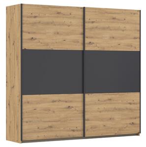 OMARA Z DRSNIMI VRATI, siva, barve aluminija, hrast artisan