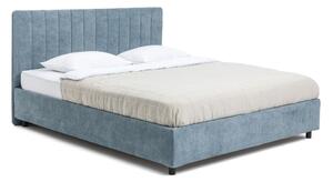 Modra oblazinjena zakonska postelja s prostorom za shranjevanje z letvenim dnom 160x200 cm Myra Slim Line – Bonami Selection