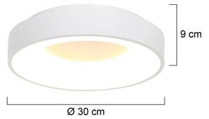 Stropna svetilka Ringlede LED, 2.700 K, Ø 30 cm, bela, kovinska