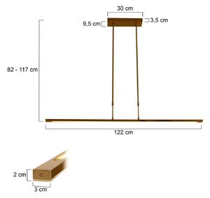 LED viseča svetilka Zelena, bronasta barva, dolžina 122 cm, kovina, CCT