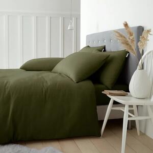 Kaki zelena flanelna posteljnina za zakonsko posteljo 200x200 cm Brushed – Catherine Lansfield