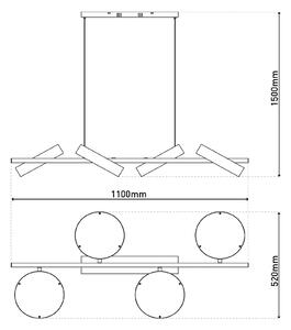 LED viseča svetilka Tessa črna/bežna 110cm Touchdim CCT 4-osvetlitev