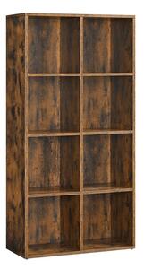 Stojalo za knjige z 8 odlagalnimi enotami, 65,5 x 30 x 13,5 cm, rjava | VASAGLE