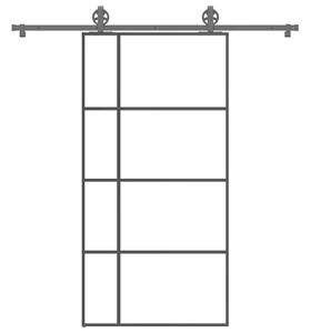 VidaXL Drsna vrata z opremo 102,5x205 cm ESG steklo in aluminij